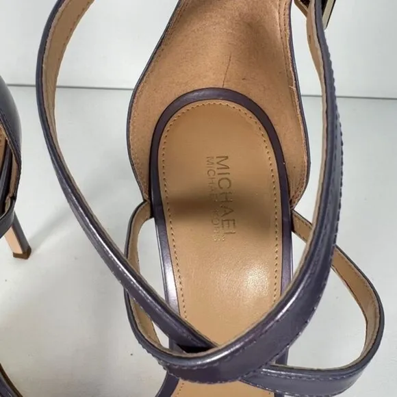 NWB MICHAEL KORS ANTONIA SANDAL PEARLIZED Orched Heel Sandal 40SOATHA1W Sz 9M