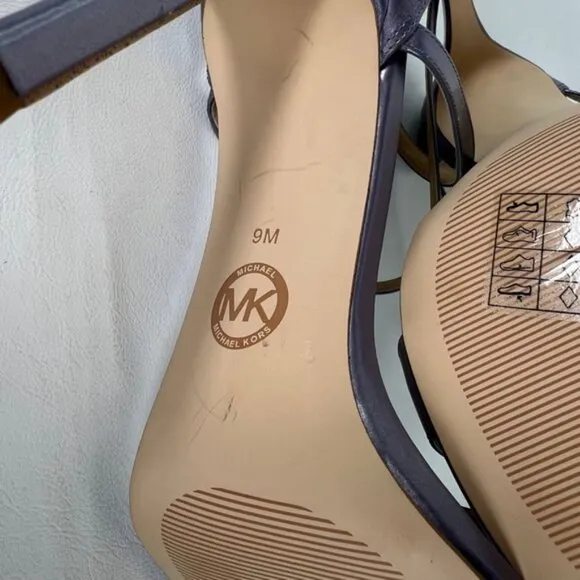 NWB MICHAEL KORS ANTONIA SANDAL PEARLIZED Orched Heel Sandal 40SOATHA1W Sz 9M