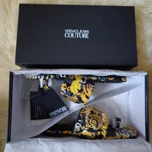 NWB, Versace Jeans Couture Black &amp; Yellow Millie Sandals