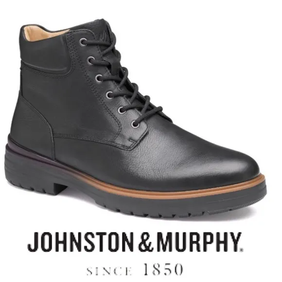 NWOB $199 JOHNSTON &amp; MURPHY XC4 HENSON PLAIN TOE BOOT BLACK Size 13
