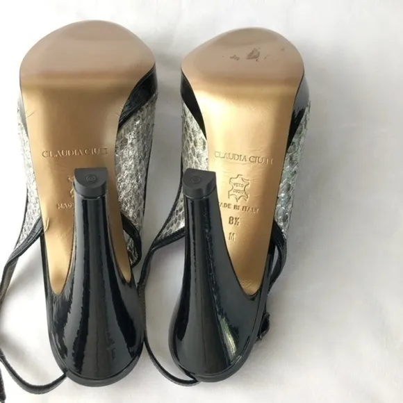 NWOB Claudia Ciuti Snake Skin Platform Open Toe Sandals