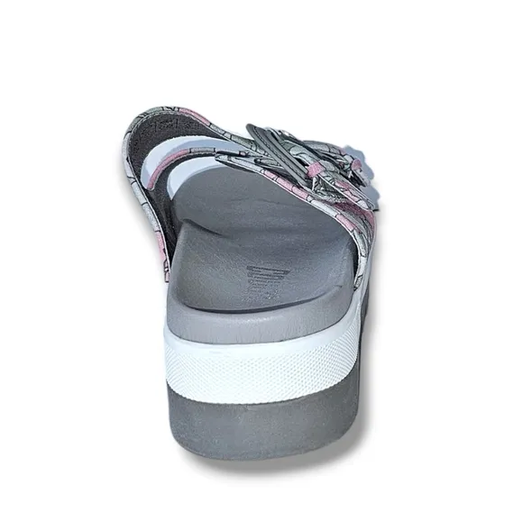 NWOB Cougar Pepa Floral Leather Dual-Buckle Slide Sandals