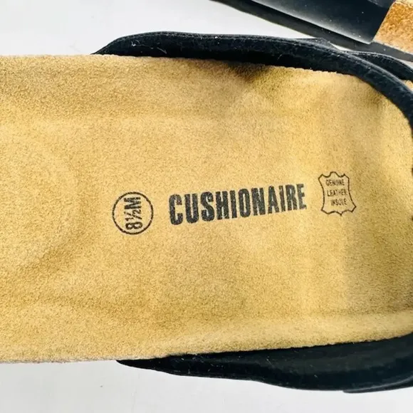 NWOB Cushionaire Lane Slide Sandals Suede Insole Faux Leather Black Mens 8.5M