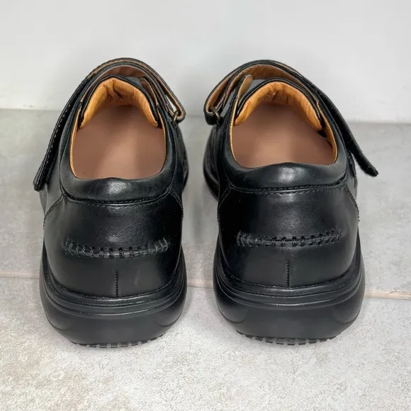 NWOB Dr. Comfort 6210 Frank Black Leather Monk Strap Split Toe Shoes Men US 9W