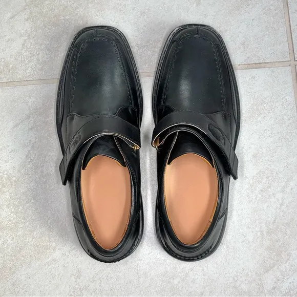 NWOB Dr. Comfort 6210 Frank Black Leather Monk Strap Split Toe Shoes Men US 9W