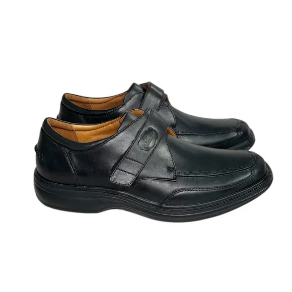 NWOB Dr. Comfort 6210 Frank Black Leather Monk Strap Split Toe Shoes Men US 9W