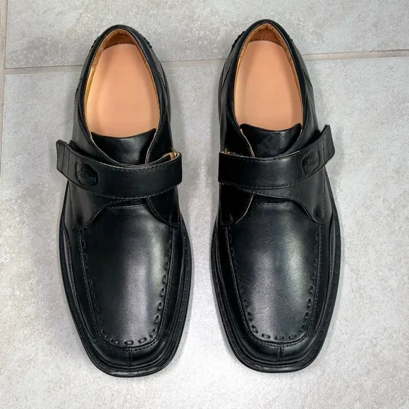 NWOB Dr. Comfort 6210 Frank Black Leather Monk Strap Split Toe Shoes Men US 9W