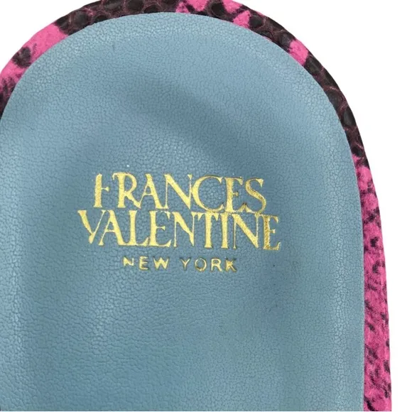 NWOB Frances Valentine Pink Lily Snake Skin Print Leather Sandals -Sz 8.5