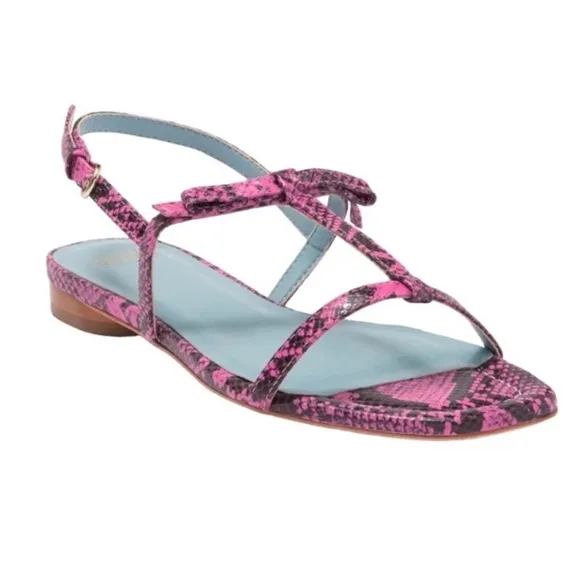 NWOB Frances Valentine Pink Lily Snake Skin Print Leather Sandals -Sz 8.5