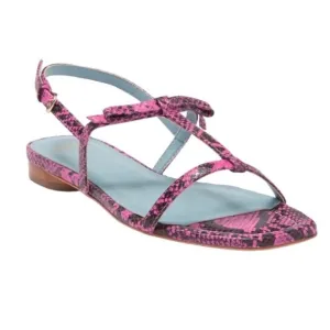 NWOB Frances Valentine Pink Lily Snake Skin Print Leather Sandals -Sz 8.5