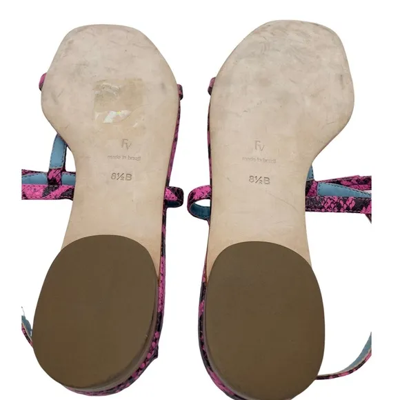 NWOB Frances Valentine Pink Lily Snake Skin Print Leather Sandals -Sz 8.5