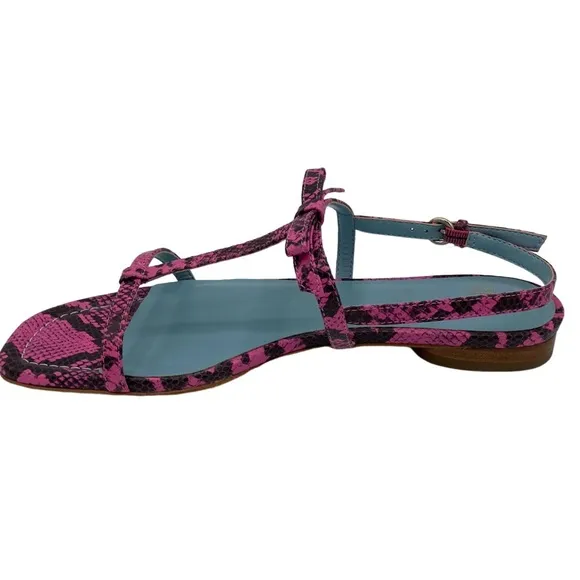 NWOB Frances Valentine Pink Lily Snake Skin Print Leather Sandals -Sz 8.5