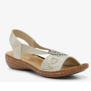 NWOB Rieker Off White Regina B9 Comfort Strap Sandal Size 41/9.5