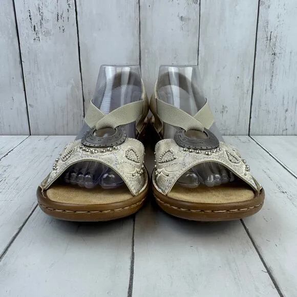 NWOB Rieker Off White Regina B9 Comfort Strap Sandal Size 41/9.5