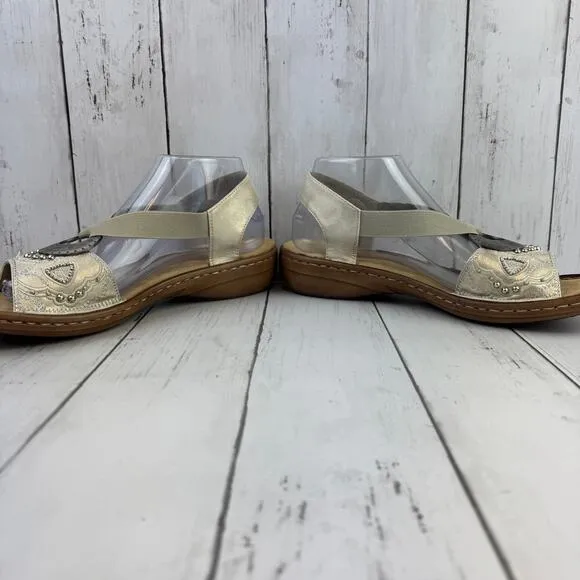 NWOB Rieker Off White Regina B9 Comfort Strap Sandal Size 41/9.5