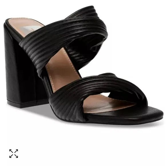 NWOT Dolce Vita Women's Black Emeley Slip-On Double Band Heeled Sandals, Size 10
