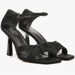 NWOT Franco Sarto Rania 2 Stilleto Heel Dress Sandal Ankle Strap Fabric Black 11