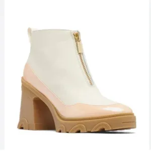 NWOT Sorel Brex Chalk Peach Platform Heeled Waterproof Chelsea Boots Sz 11