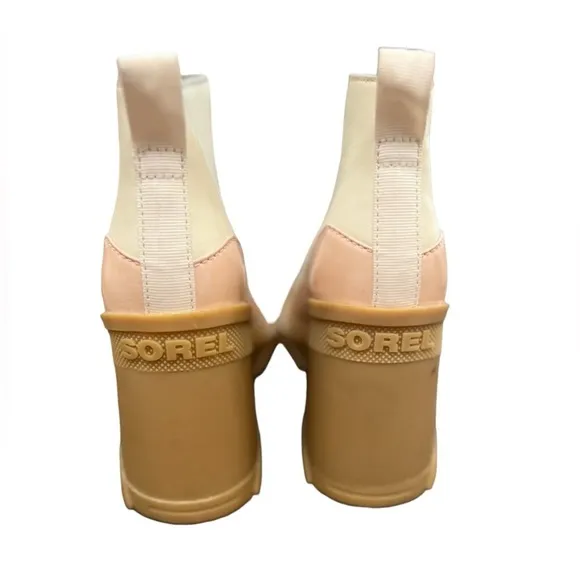 NWOT Sorel Brex Chalk Peach Platform Heeled Waterproof Chelsea Boots Sz 11