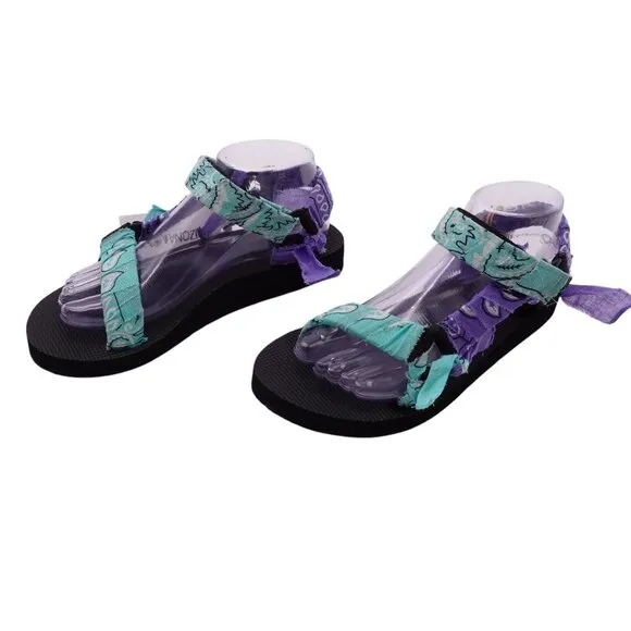 NWT Arizona Love Trekky Apache Bandana Sandals Sz 39 Green Purple Casual