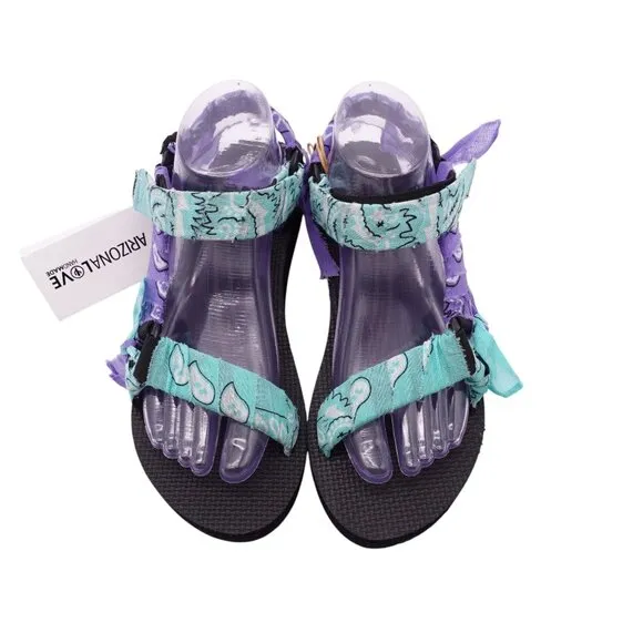 NWT Arizona Love Trekky Apache Bandana Sandals Sz 39 Green Purple Casual