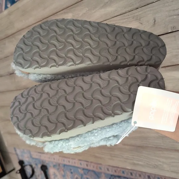 NWT Birkenstock Papillio Arizona Shearling Sandals In Blue Size EU 36 $169