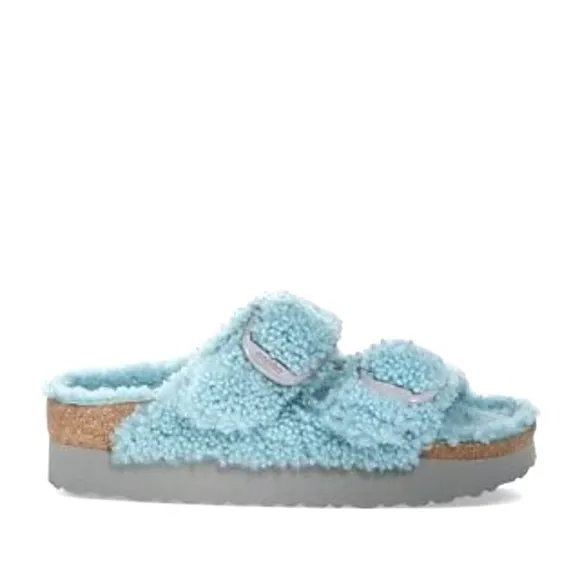 NWT Birkenstock Papillio Arizona Shearling Sandals In Blue Size EU 36 $169