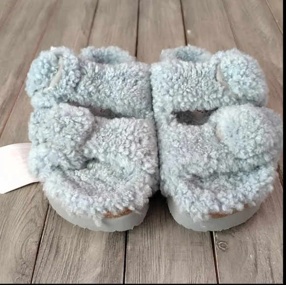 NWT Birkenstock Papillio Arizona Shearling Sandals In Blue Size EU 37 $169
