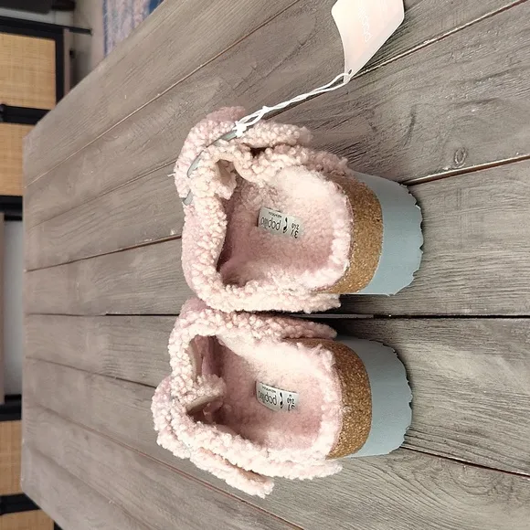 NWT Birkenstock Papillio Arizona Shearling Sandals In Pale Pink Size EU 37 $169