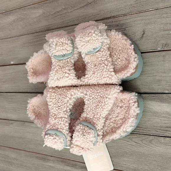 NWT Birkenstock Papillio Arizona Shearling Sandals In Pale Pink Size EU 37 $169