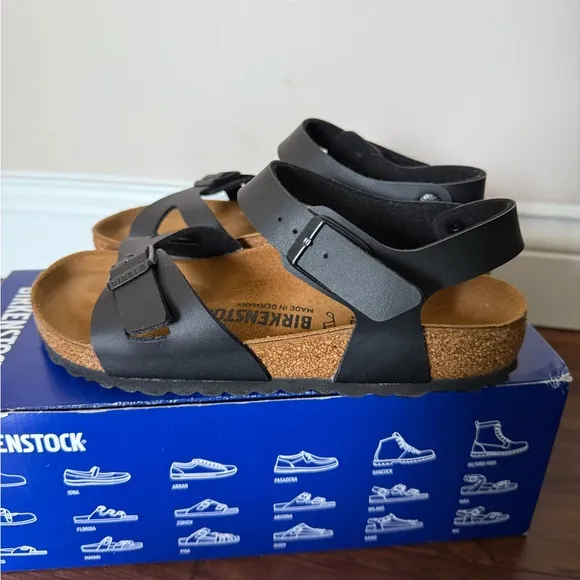 NWT Birkenstock Rio BS Black Sandals-Euro Size 37, US Size 6