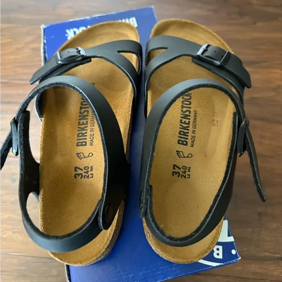 NWT Birkenstock Rio BS Black Sandals-Euro Size 37, US Size 6