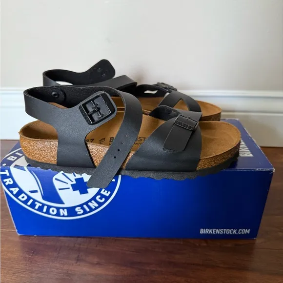 NWT Birkenstock Rio BS Black Sandals-Euro Size 37, US Size 6