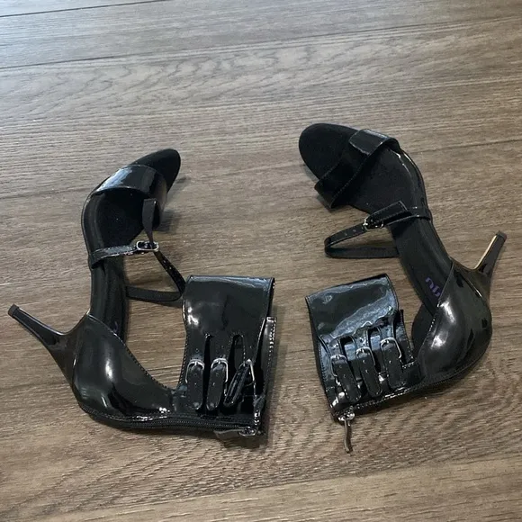 NWT BURJU Amante Thick Ankle Strap Heeled Sandals | Black | size 11