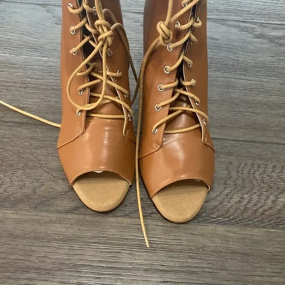 NWT BURJU Moment Nude Open Toe Lace Up Ankle Boots | Size 11