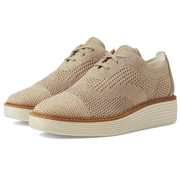 NWT Cole Haan Women's Originalgrand  Stitchlite Oxfords, Rye Knit/Ivory-Size 6