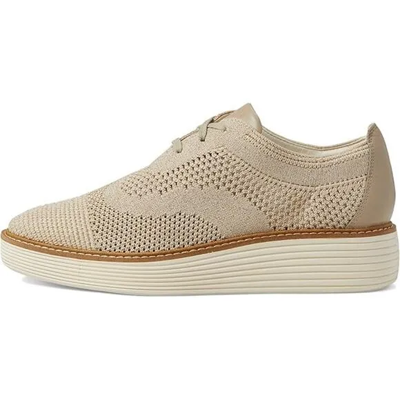 NWT Cole Haan Women's Originalgrand  Stitchlite Oxfords, Rye Knit/Ivory-Size 6
