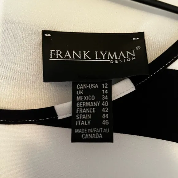 NWT Frank Lyman Design Black &amp; White, Belted Twirl Me! Dress~Size 12
