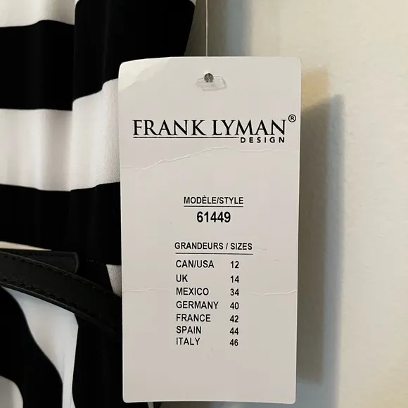 NWT Frank Lyman Design Black &amp; White, Belted Twirl Me! Dress~Size 12