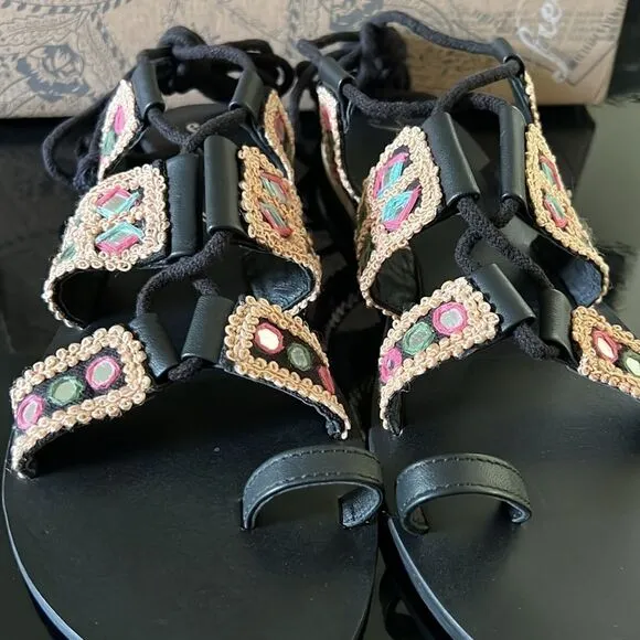 NWT Free People Mantra mirror sandals 7.5