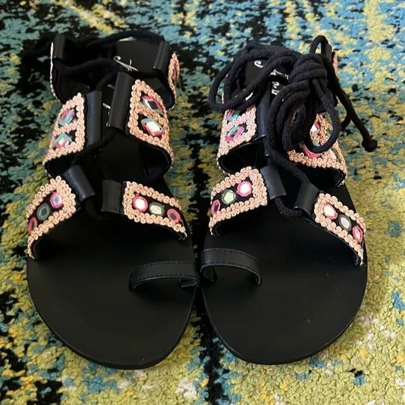 NWT Free People Mantra mirror sandals 7.5