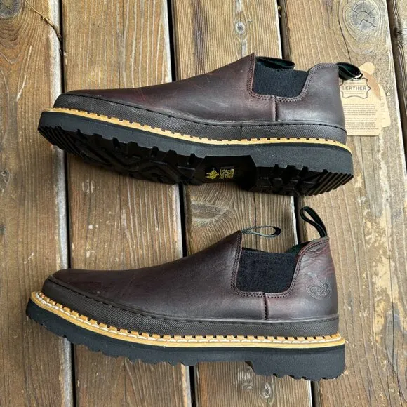 NWT Georgia Giant Brown Leather Wedge Romeo Work Shoe in Men's 11.5 / EU 45