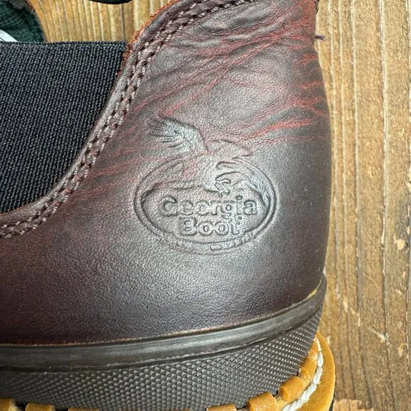 NWT Georgia Giant Brown Leather Wedge Romeo Work Shoe in Men's 11.5 / EU 45