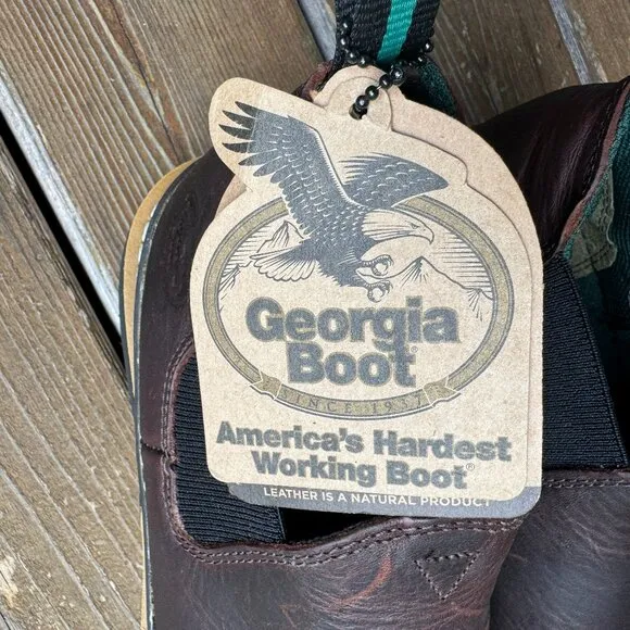 NWT Georgia Giant Brown Leather Wedge Romeo Work Shoe in Men's 11.5 / EU 45