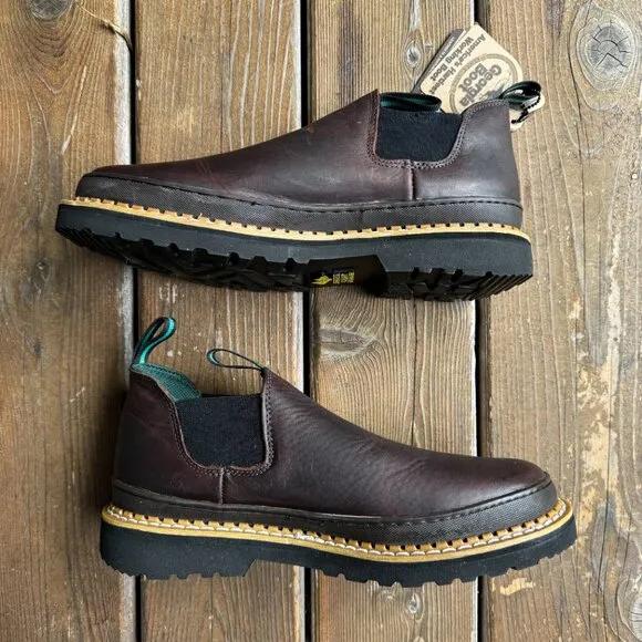 NWT Georgia Giant Brown Leather Wedge Romeo Work Shoe in Men's 11.5 / EU 45