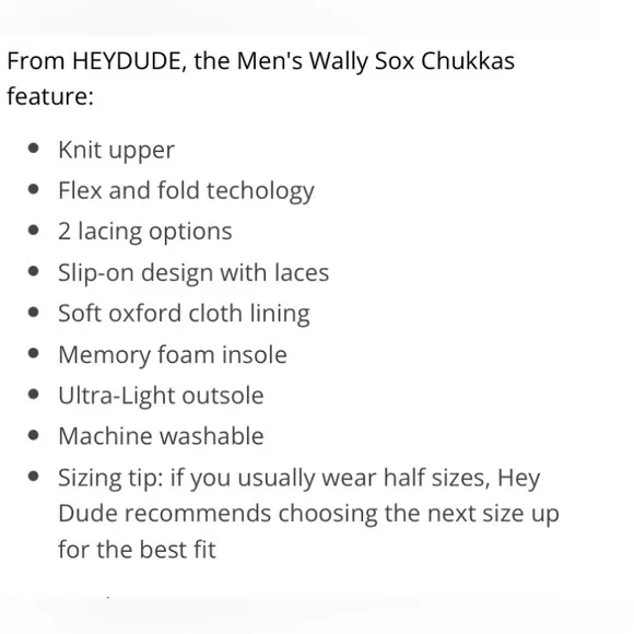 NWT Hey Dude Wally Sox Charcoal Mens Sz 11