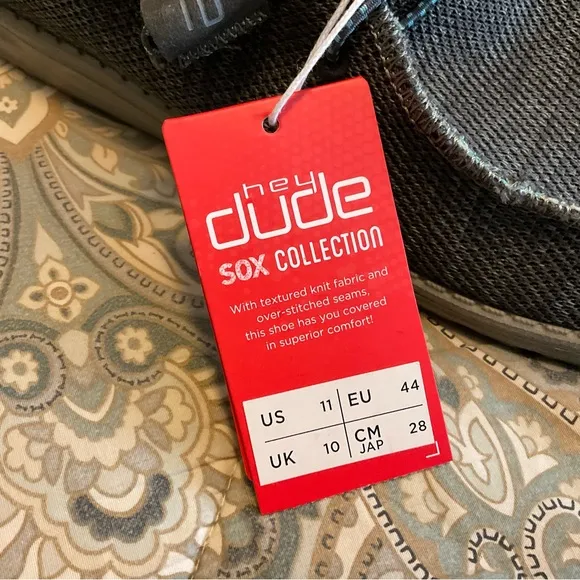 NWT Hey Dude Wally Sox Charcoal Mens Sz 11
