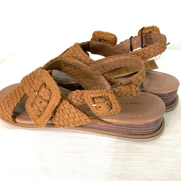 NWT House of Harlow Brown Woven Leather Sandals 9