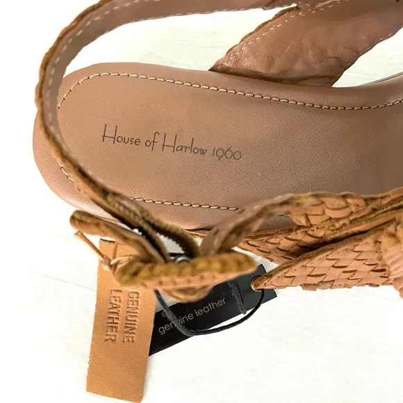 NWT House of Harlow Brown Woven Leather Sandals 9