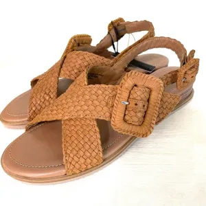 NWT House of Harlow Brown Woven Leather Sandals 9